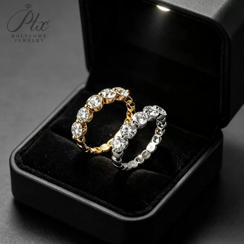 blue moissanite eternity ring price